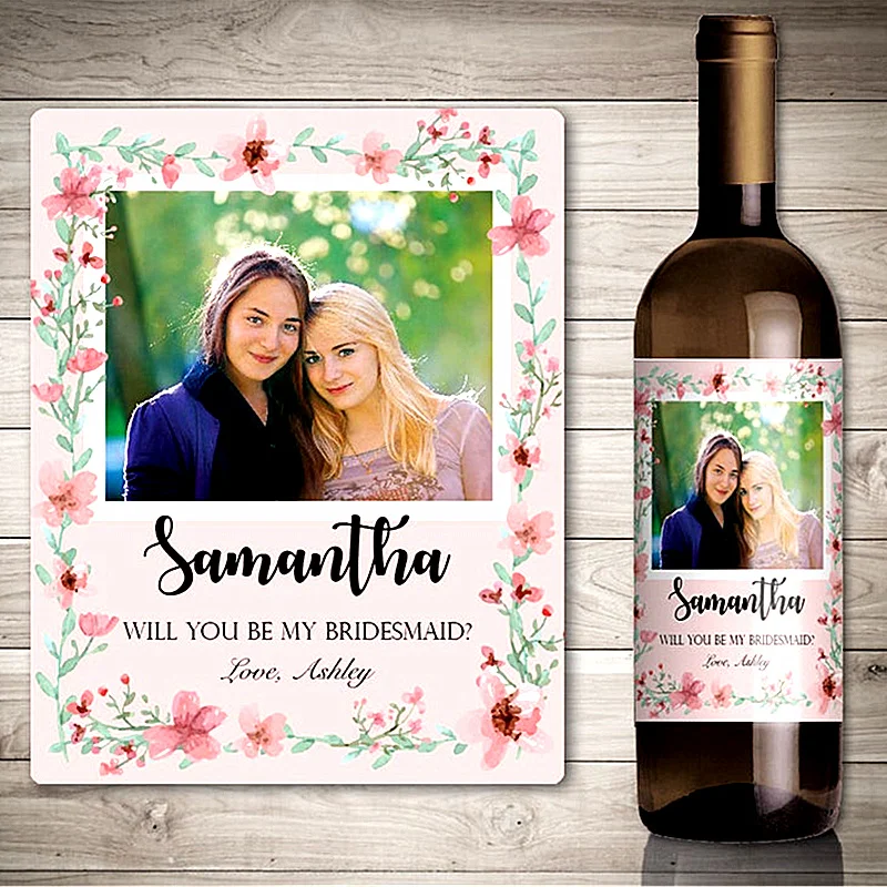 

Винная этикетка для подружек невесты, индивидуальная благодарность за наклейку на винную бутылку подружки невесты, лучший подарок для подр...