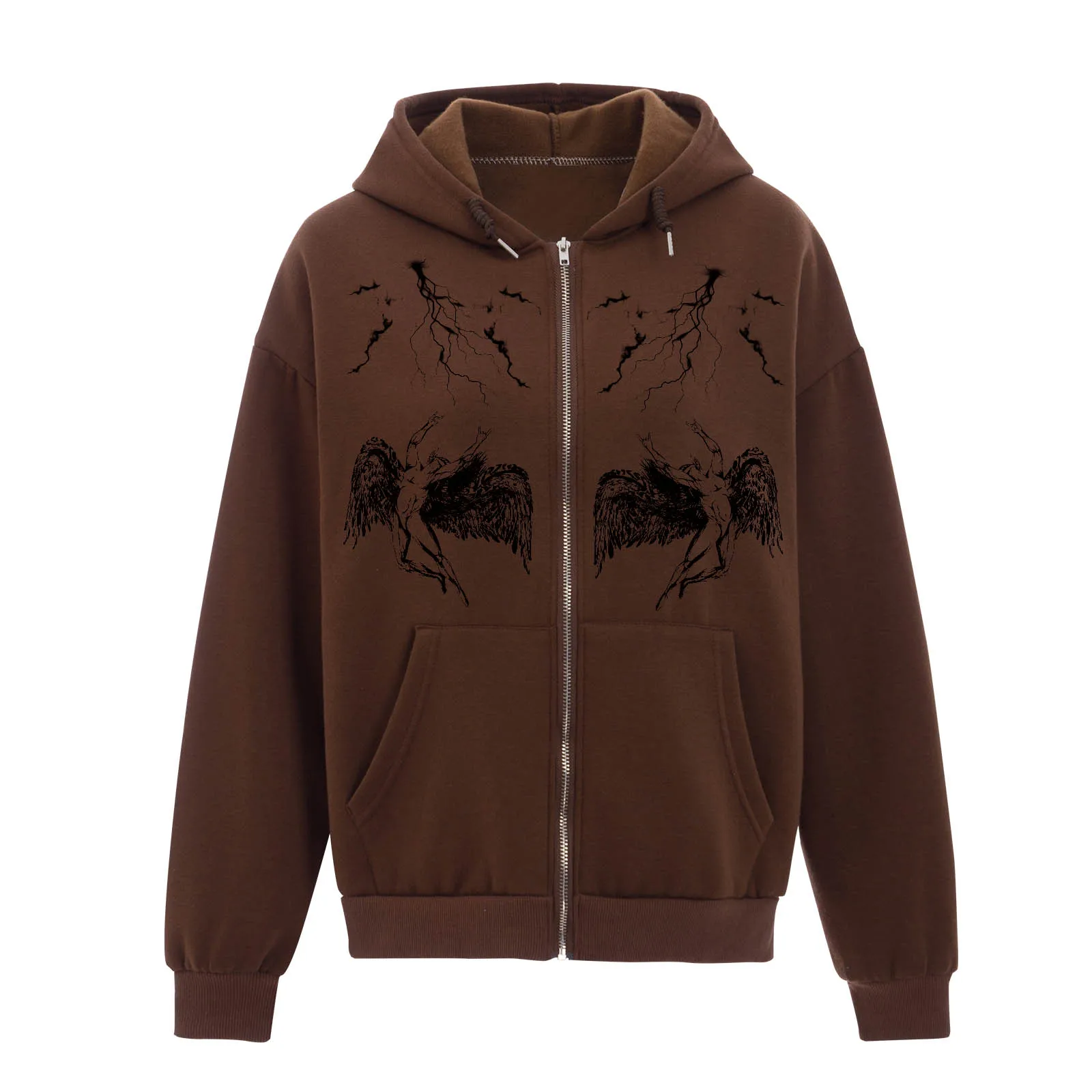 

Винтажный свитшот, Женская куртка на молнии, модная художественная толстовка с капюшоном Y2k, Хлопковая женская уличная одежда большого разм...