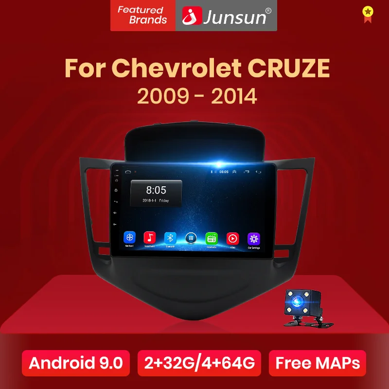 Junsun 4G+ 64G Android 9,0 4G Автомобильный Радио Мультимедиа Видео плеер навигация gps WiFi 2 din для Chevrolet CRUZE 2009- без DVD