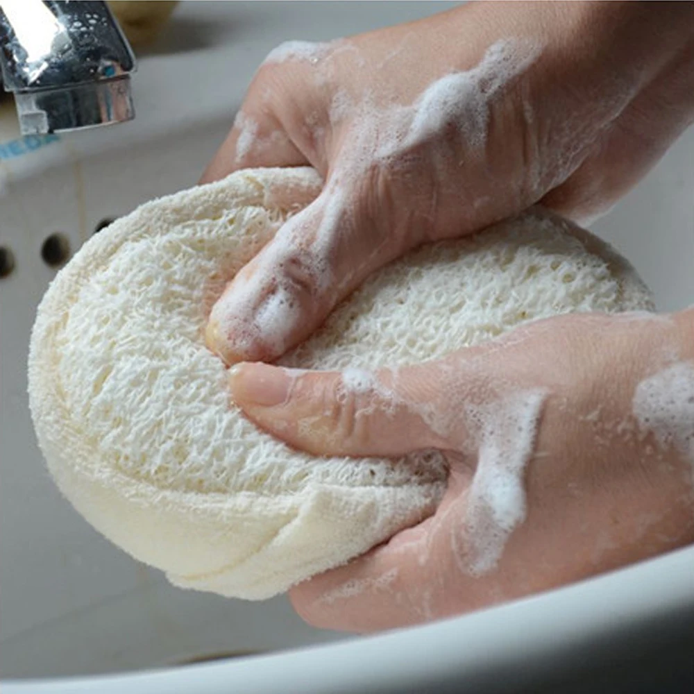 

1PC Hot Sale Natural Loofah Sponge Bath Ball Shower Rub Bath Shower Wash Body Pot Sponge Scrubber Durable Healthy Massage Brush