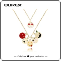 ourex 2021 new fashion punk style metal smiley pendant necklace cute expression necklace for women party jewelry wholesale