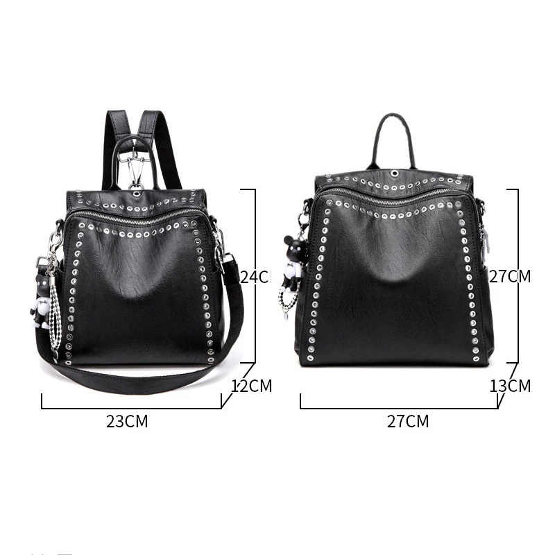 Женская сумка из натуральной кожи Новый Модный женский рюкзак с заклепками