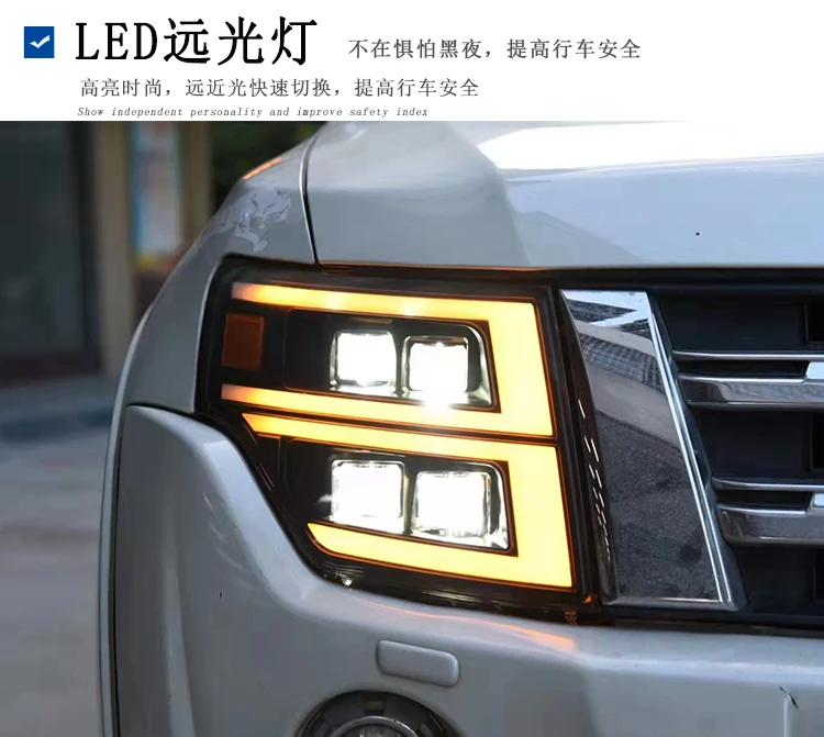 

car styling montero headlamp for Mitsubishi pajero headlight V93 V97 V87 2009~2021y LED car accessories pajero daytime light fog