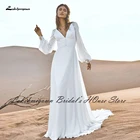 Женское свадебное платье It's yiiya, белое винтажное платье трапециевидной формы с длинными рукавами в стиле бохо на лето 2022