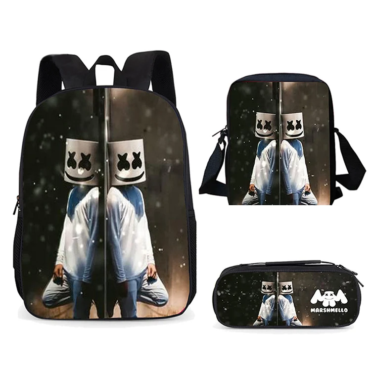 LUOBIWANG 3 шт. комплект Marshmello рюкзак школьные сумки для подростков мальчиков и девочек Водонепроницаемый школьный студенческий рюкзак для детей - Цвет: Marshmello set2