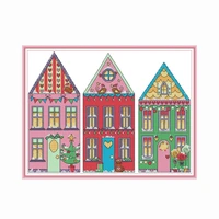 rainbow house pattern counted cross stitch aida 11ct 14ct chinese embroidery diy needlework sewing sets home decoration painting