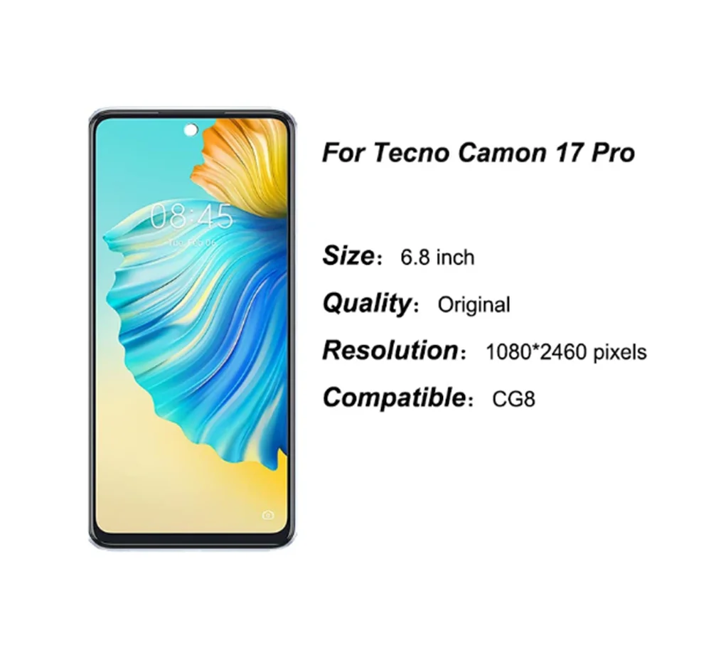 new full lcd for tecno camon 17 pro display and touch screen assembly cg8 lcd screen replacement phone parts free global shipping