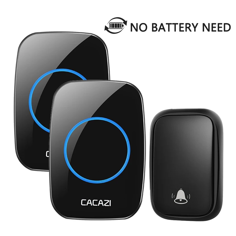 

CACAZI Self powered Wireless Doorbell Waterproof No Battery Required Door Bell 150M Range Cordless Home Door Ring Bells EU plug
