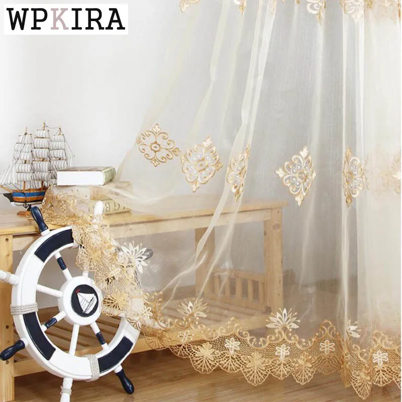 Роскошные вышитые Прозрачная Вуаль шторы для окон Cortina Гостиная двери расшитое