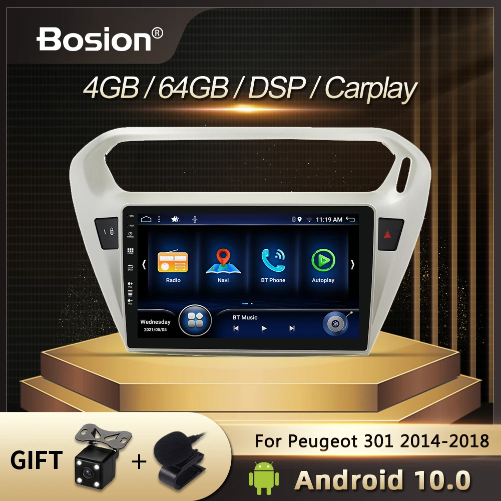 

Bosion Android 10 DSP IPS GPS Car Radio For Peugeot 301 2013-2018 Citroen Car Radio Multimedia Video Player Navigation GPS 2 din