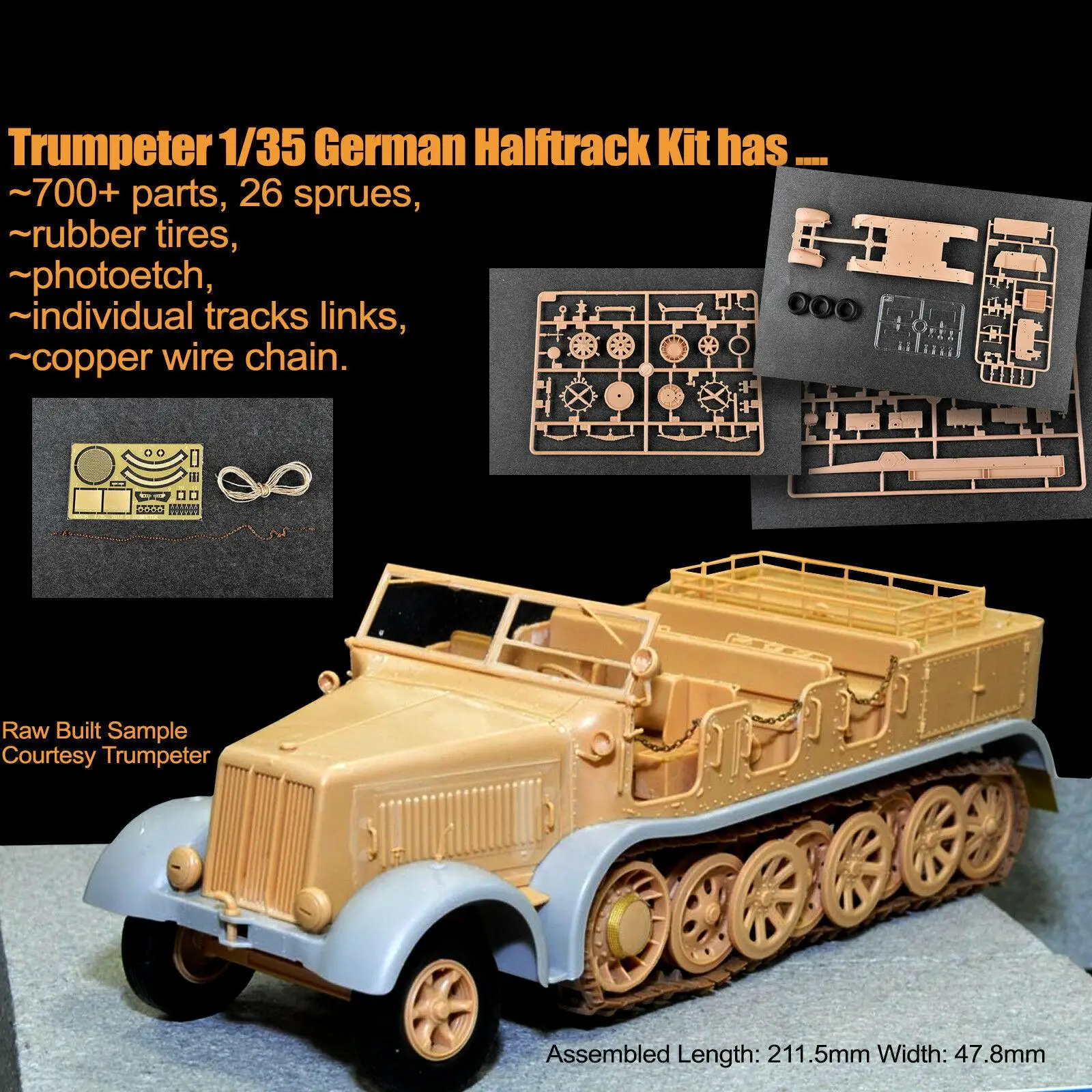 Trumpeter Model Kit 09538 1/35 Sd.Kfz.8 (DB9) Half-Track Artillery Tractor Plastic |