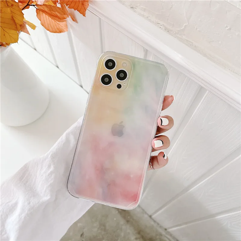 

Render Rainbow Phone Cases For iPhone 12 Mini 11 Pro XS MAX XR X 8 7 Plus SE 2020 12Pro Fashion Straight Edge Soft TPU Cover