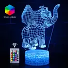 Светодиодный ночник с дистанционным управлением, настольная лампа в виде слона 3D, светильник для спальни, детские игрушки, подарок на день рождения и Рождество