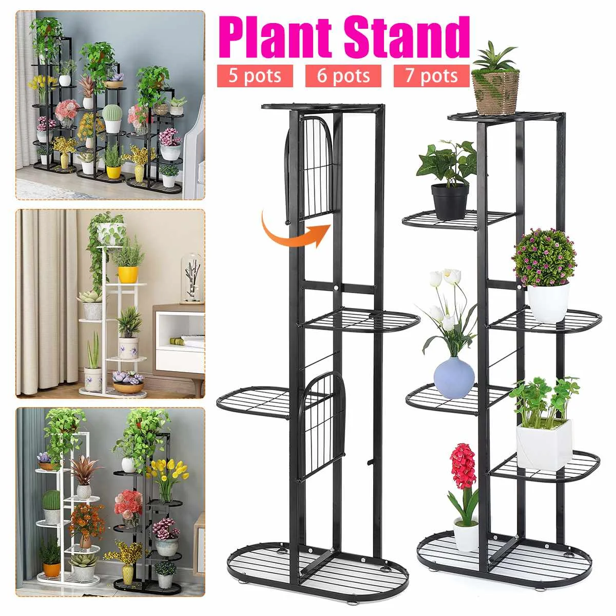 1pcs plant shelves iron potted flower plant stand rack multiple flower pot holder shelf indoor outdoor planter display organizer free global shipping