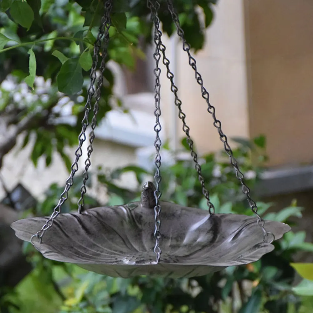 

1Pc Garden Creative Birds Feeder Iron Outdoor Hanging Feeder Birds Supply Grey