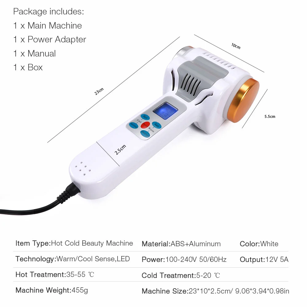 Goedkoop Ultrasound Hot Koude Hamer Cryotherapie Warm Ice Verwarming Facial Skin Lifting Draai Huidverjonging Ultrasone Cryotherapie