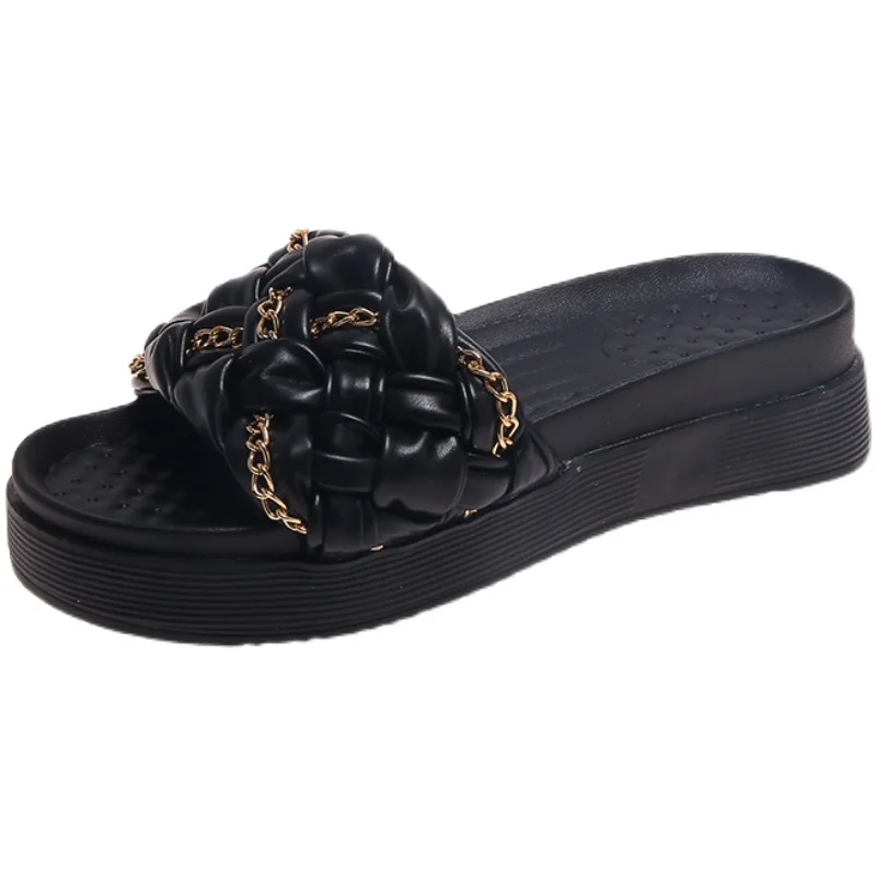 

Rubber Flip Flops House Slippers Platform Flat Shoes Female Slides Low Fashion Slipers Women Hawaiian Summer Luxury 2021 Beach F