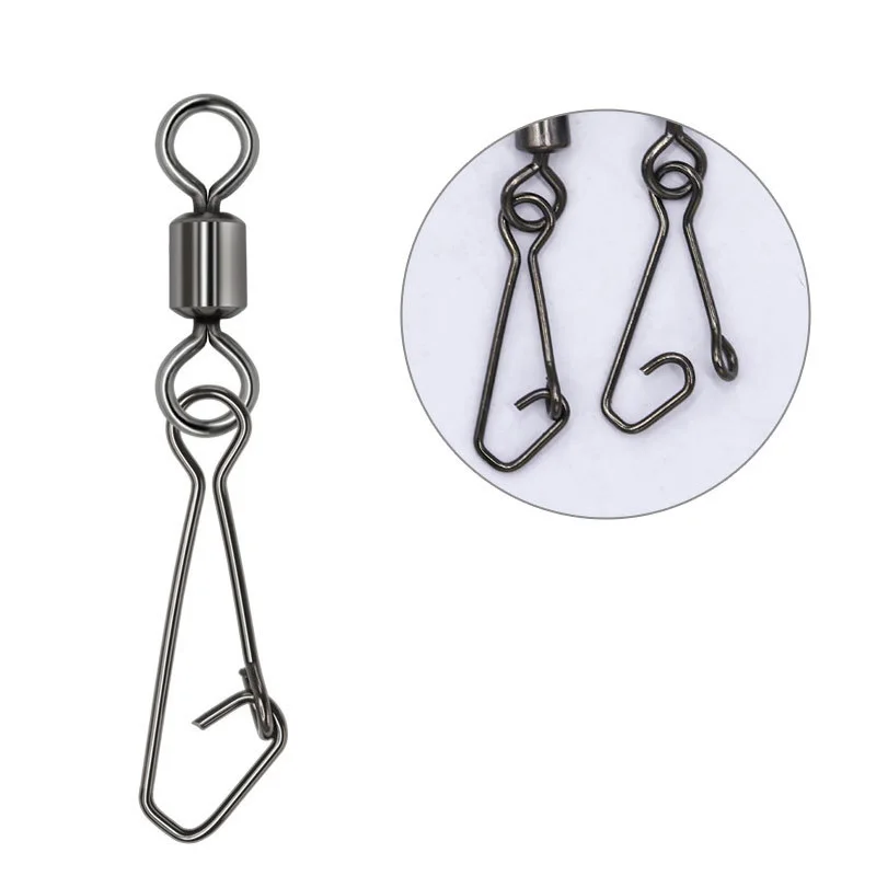 

FOVONON 40pcs Fishing Connector Bearing Rolling Swivel Stainless Steel Snap Fishhook Lure Swivels Tackle Fishing Accessories