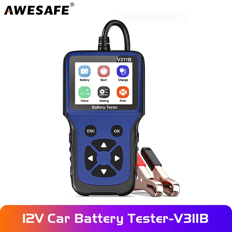 AWESAFE V311B 12 В тестер автомобильного аккумулятора анализатор заряда 2000CCA измеритель