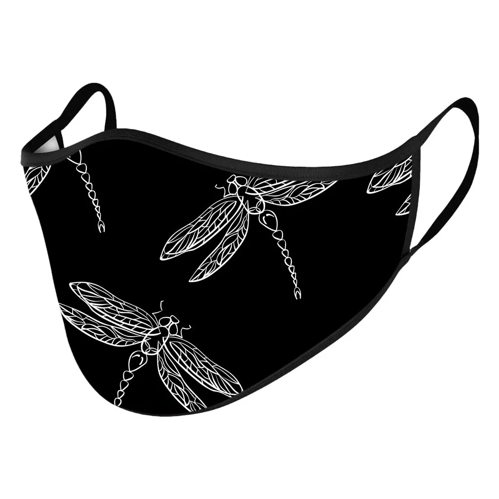 

1Pcs Adults Neutral Dragonflies Fashion Printing Face Mask Washable Breathable Dustproof Mask For Face mascarilla reutilizable