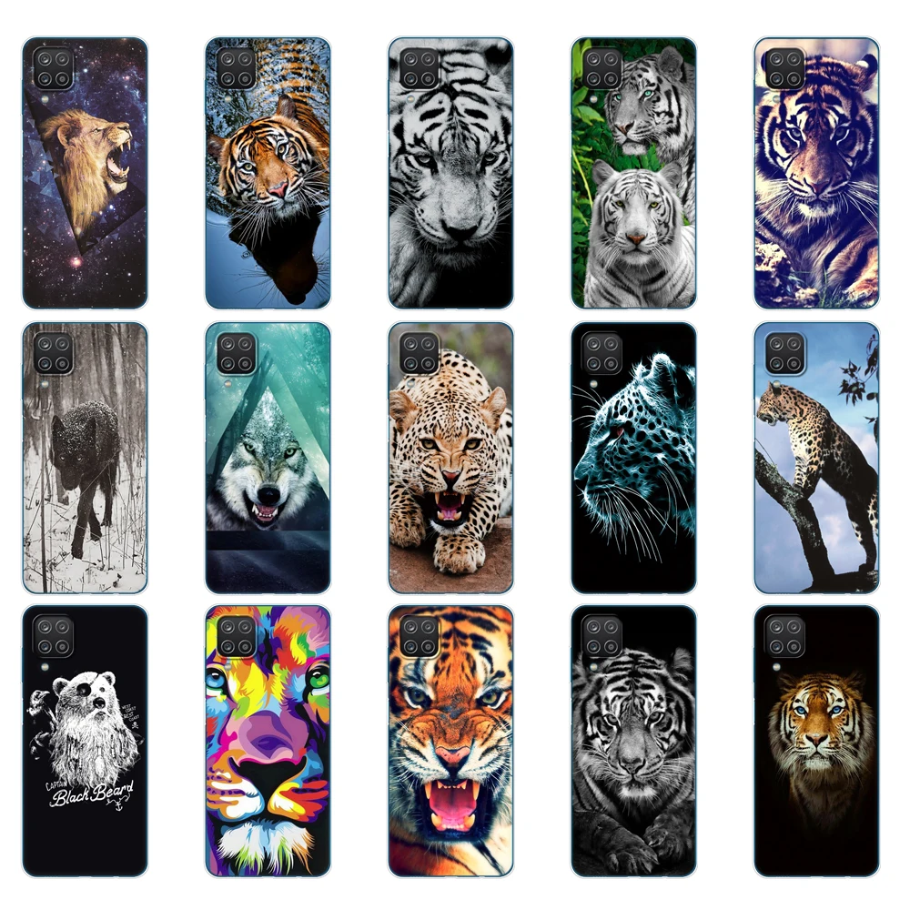 For Samsung A12 Case Soft Silicon Tpu Back Phone Cover On Samsung Galaxy A12 GalaxyA12 A 12 SM-A125F a125 Bumper wolf tiger lion
