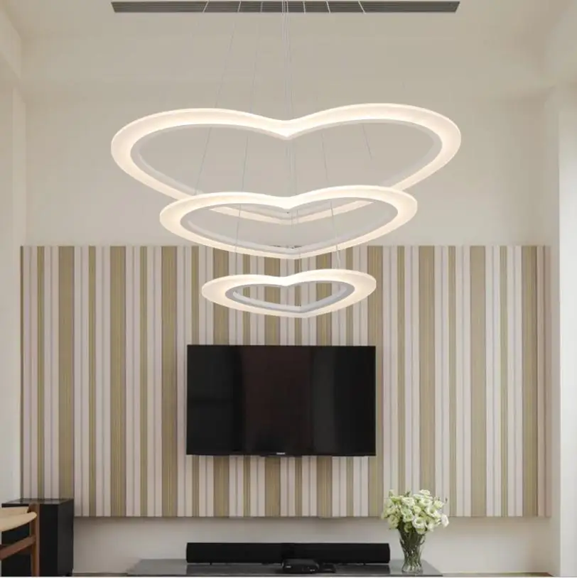 Светодиодная люстра в форме сердца простая романтическая Люстра для столовой