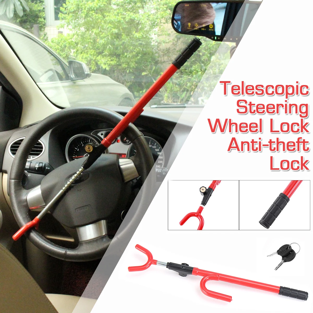 Новый замок на руль из нержавеющей стали автомобильный Противоугонный