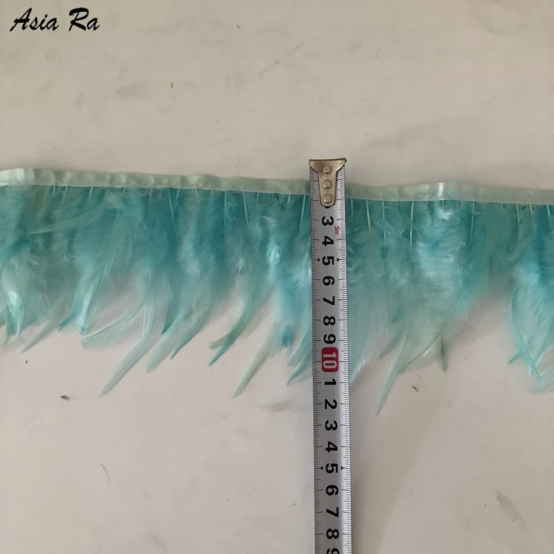 10Meters Natural Chicken Feather trims Mint Green Dyed high quality rooster hackle feathers strips fringes neck feather ribbon | Дом и сад