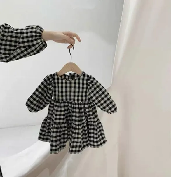 

New Kids Girls Dress Plaid Pattern Girls Dresses Long Sleeve Princess Dresses For Girls Children Costume Vestido Infantil 2021