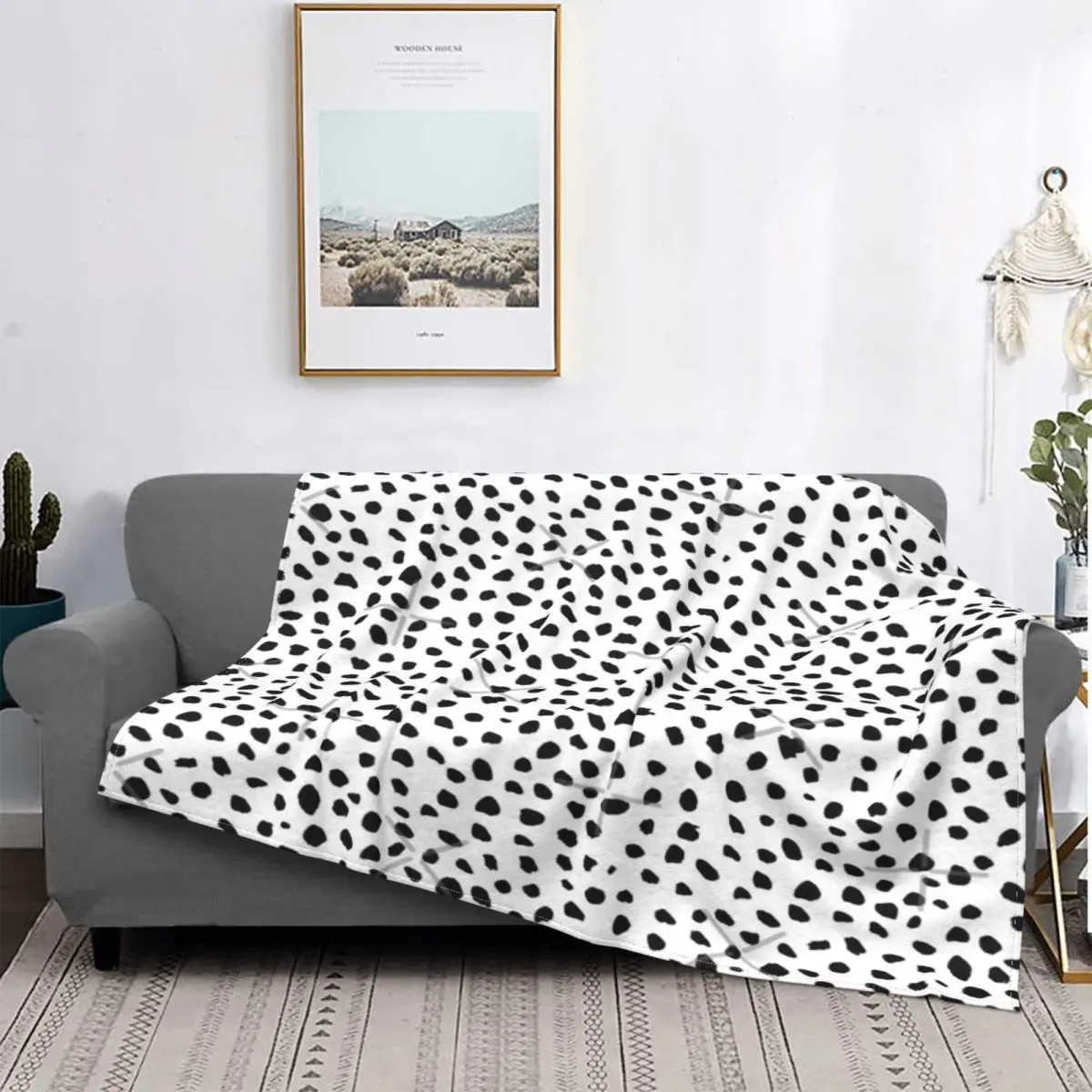 

Aspyn Spots - Black And White Blanket Bedspread Bed Plaid Sofa Bed Bed Blanket Summer Blanket Children'S Blanket