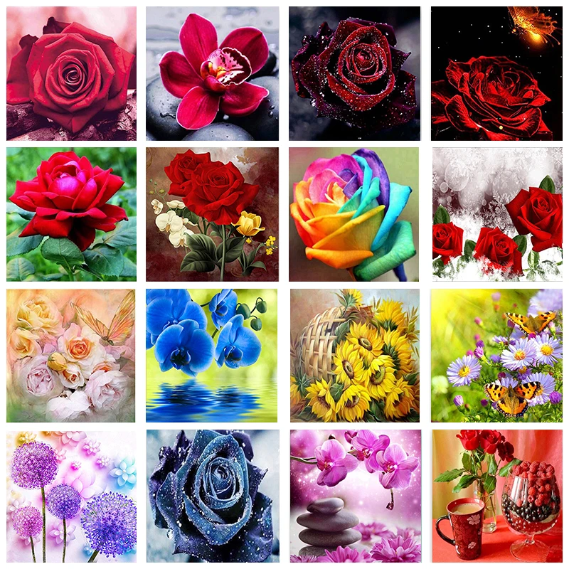 Полный круг Алмазная вышивка Мозаика DIY 5D квадратная картина Роза пейзаж