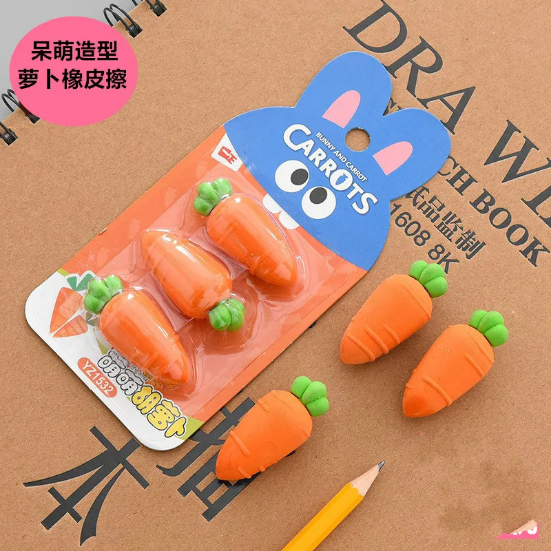 3 шт./упак. прекрасный морковь карандашный ластик стирательная резинка начальной