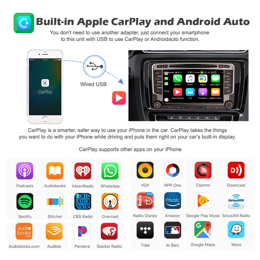 7-дюймовый DSP Android 10 0 автомобильный DVD-радио CarPlay и Авто GPS 4G DAB + WiFi головное