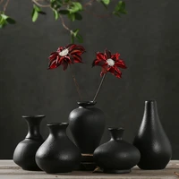 ceramic small vase dried flower zen decoration vintage tea room decorative chinese style black mini japanese style flower