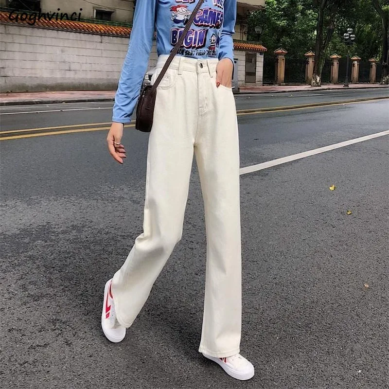 

Джинсы для женщин, элегантные офисные дамские весенне-осенние модные уличные брюки Ulzzang для студентов в стиле Ins с завышенной талией, просты...