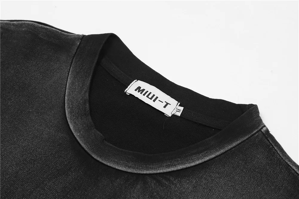 

High Street sticker printed short-sleeved T-shirt Retro t shirts men graphic tees men streetwear Tops Tees 21027