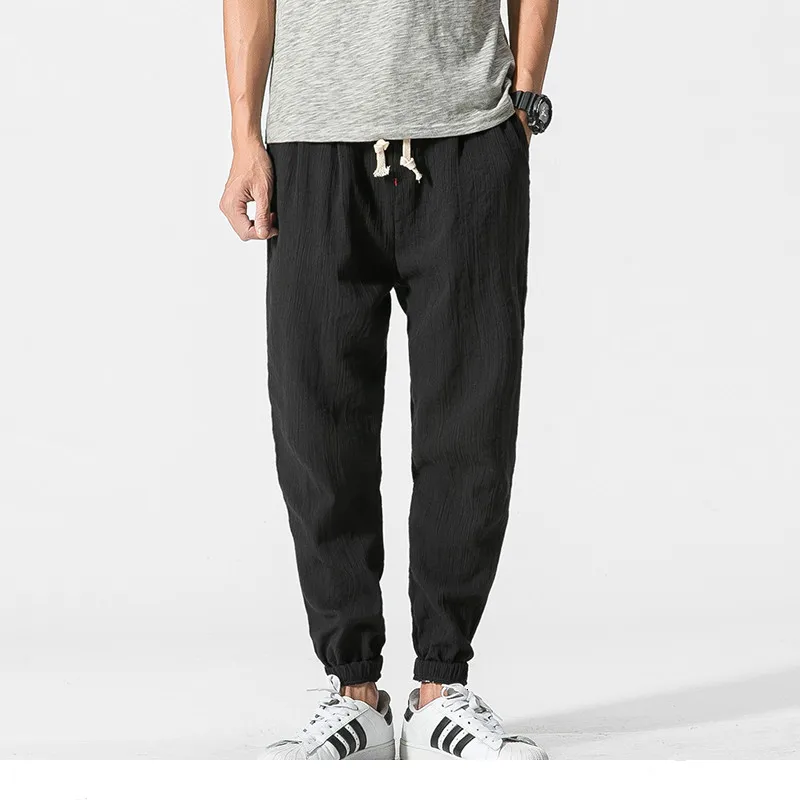 FFXZSJ Cotton Linen Casual Harem Pants Men Joggers Man Summer Trousers Male Chinese Style Baggy 2020 Harajuku Clothe | Мужская одежда