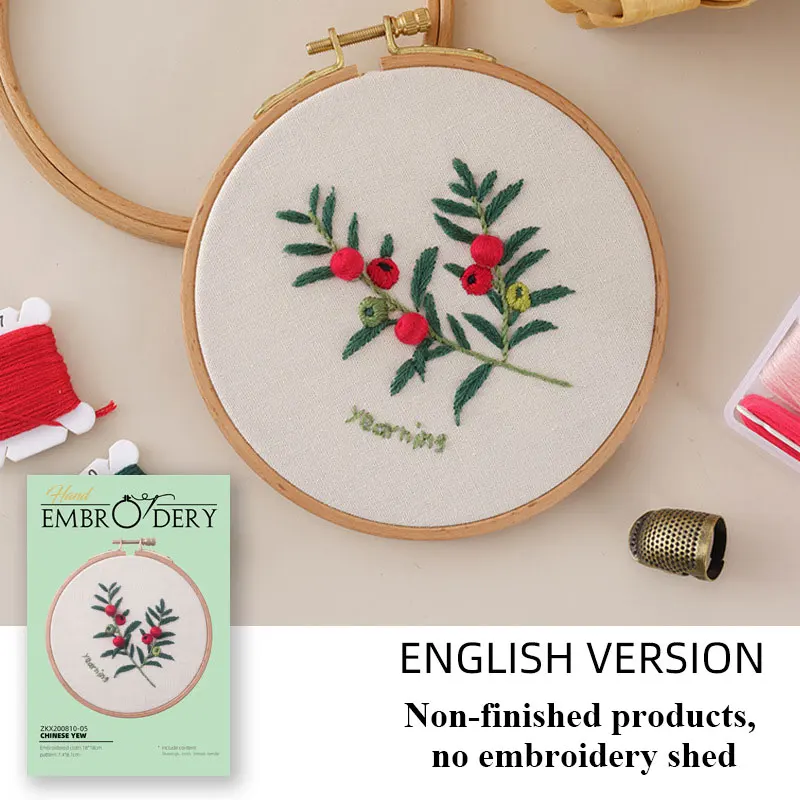 Beginner DIY Stamped Embroidery Starter Kit Colorful Flowers Plants Pattern Cloth Threads Tools Decor Artwork | Дом и сад