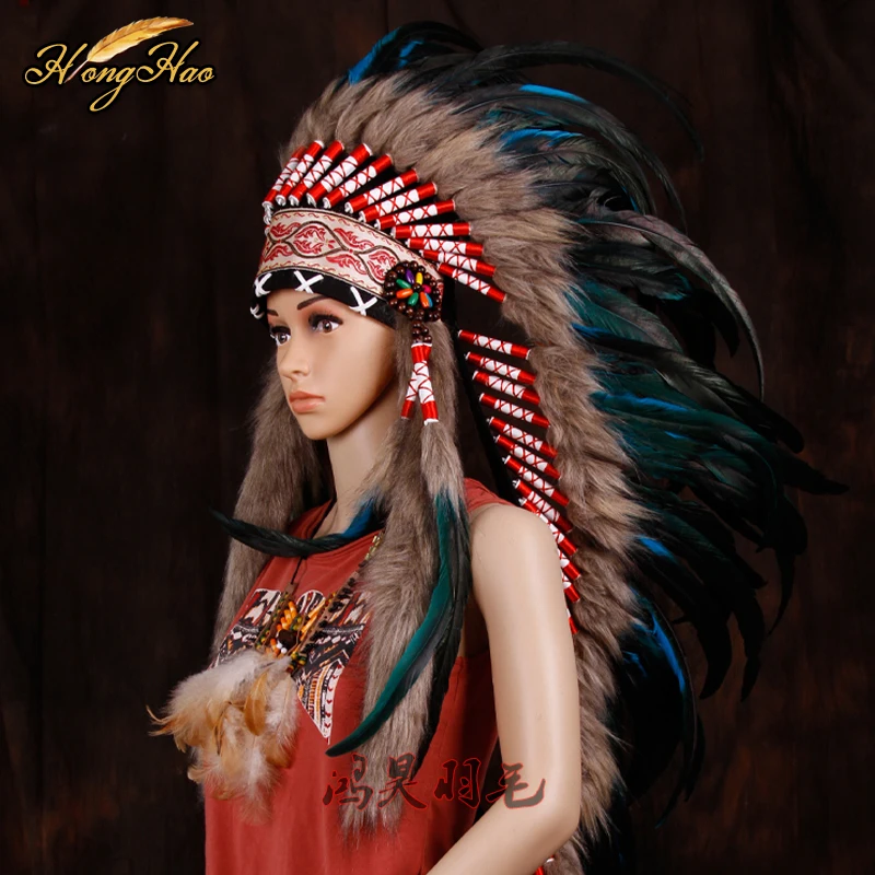 Бирюзовый Индийский головной убор с перьями индийским перьем перьями|hat hat|hat