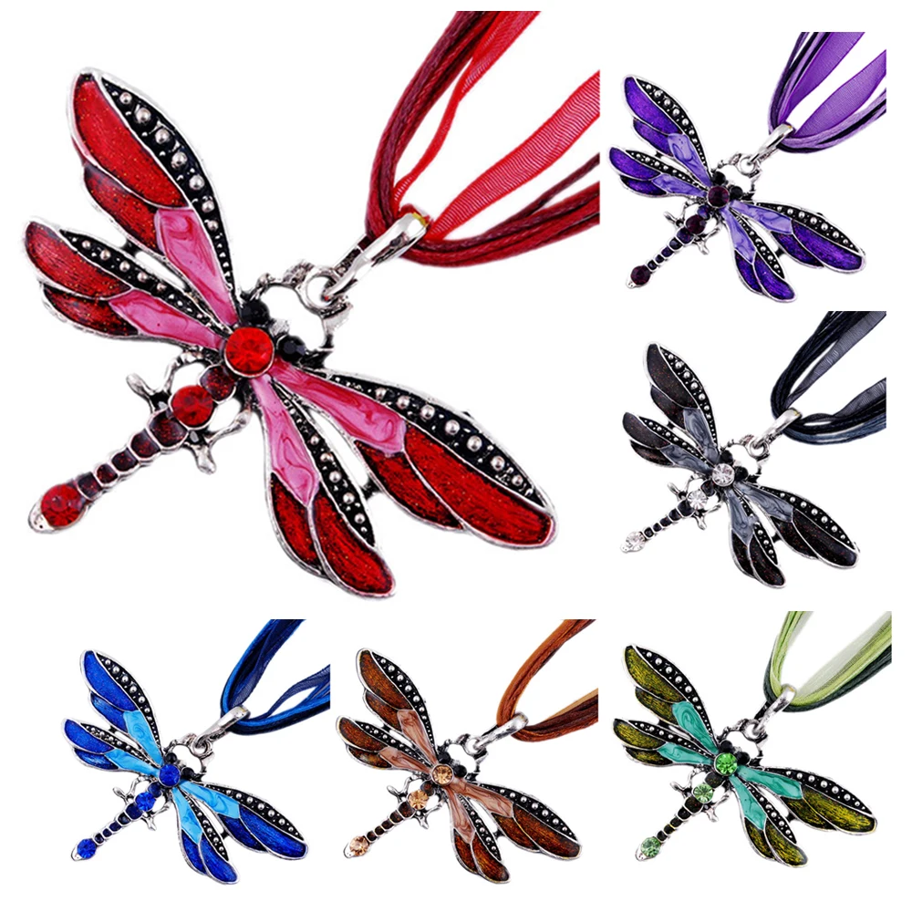 CdyBox Женский Кристалл Стрекозы Кулон Длинный свитер цепь Красочные Творческие