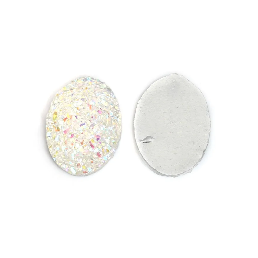 DoreenBeads модные смолы друзы/Drusy полукруглые брелки в огранке кабошон AB Цвет Овальный случайный для самодельных ювелирных изделий 18 мм x 13 мм, 30 шт