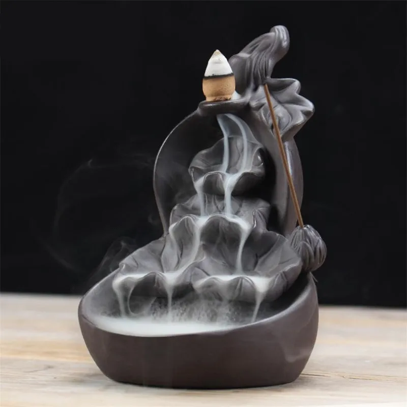Фиолетовая глина Тыква лотоса водопад ладан горелка держатель курильница Арома