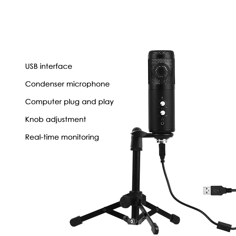 Конденсаторный микрофон для ПК с USB микрофоном беззвучный и стандартный