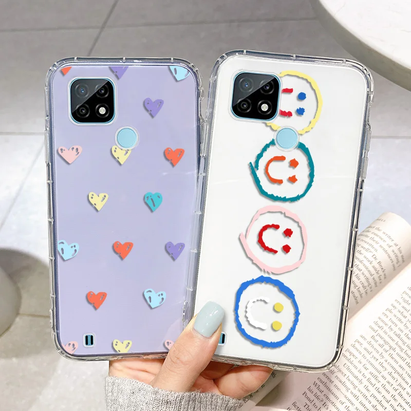 Realme 8i Case For Realme 9 Pro Plus 9i 8 7 C21Y C11 C12 C15 C20 C11 5i 6i 7i Funda OPPO A15 A16  A35 A54S Cute Smile Soft Cover