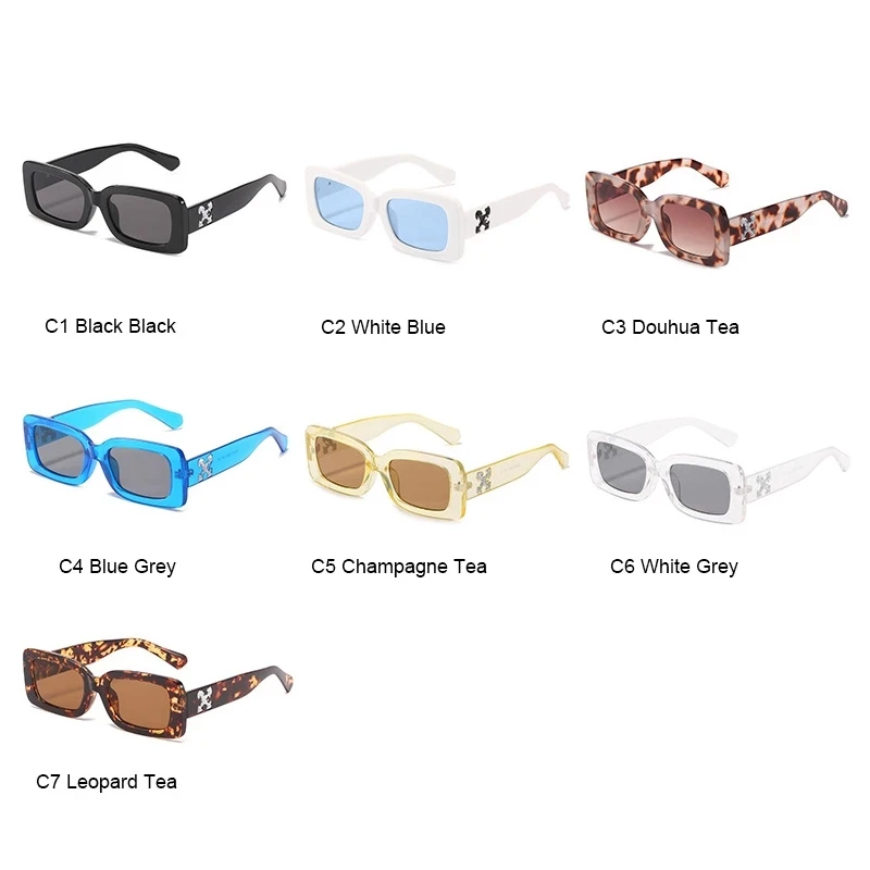 

new arrival 2021 futuristic off white rectangle sunglasses high quality brand designer black leopard oculos de sol feminino