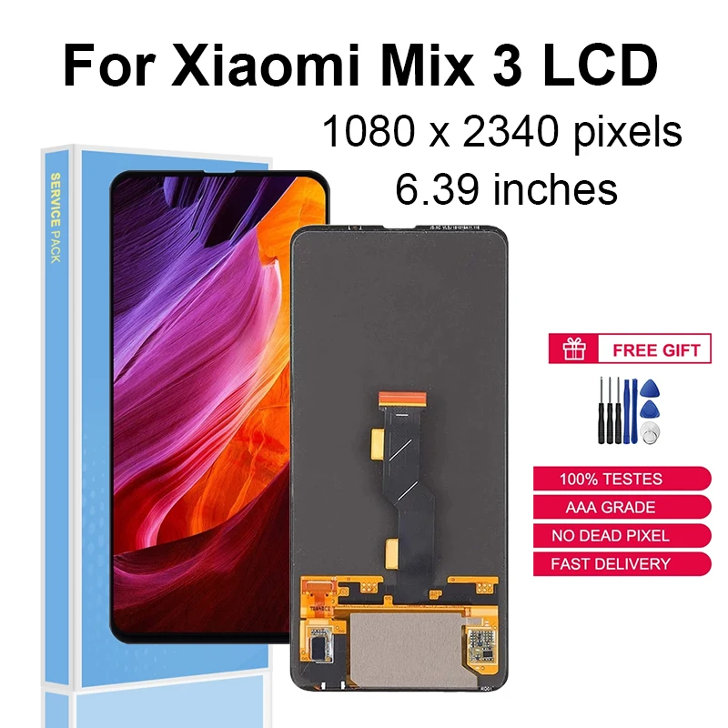 

Super Amoled For Xiaomi Mi Mix 3 Mix3 LCD Display Touch Screen Digitizer Glass Assembly Replacement Parts M1810E5A With Frame