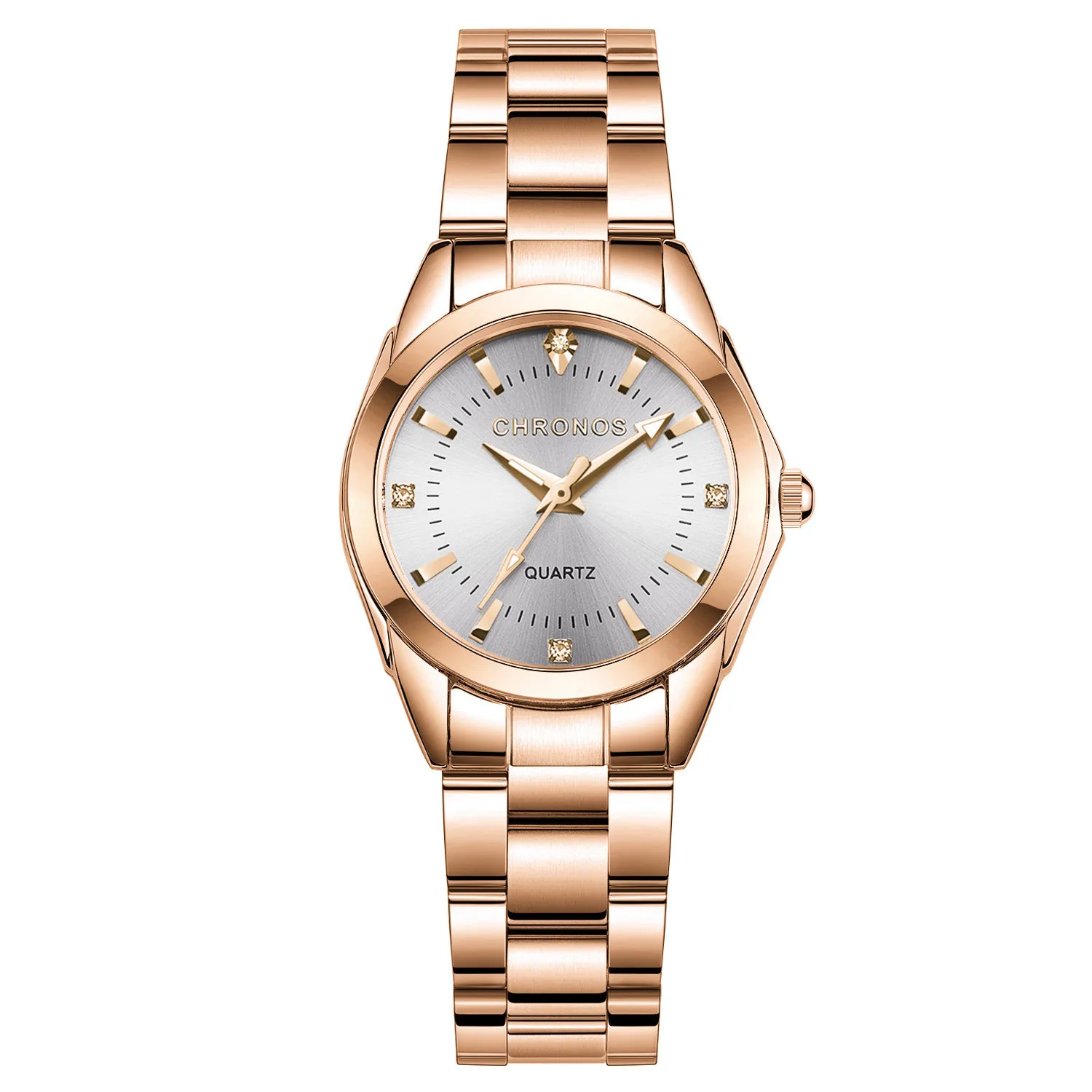 Фото Женские часы CHRONOS, роскошные модные кварцевые часы круглой формы с ремешком из нержавеющей стали, водонепроницаемые наручные часы CH32 №5