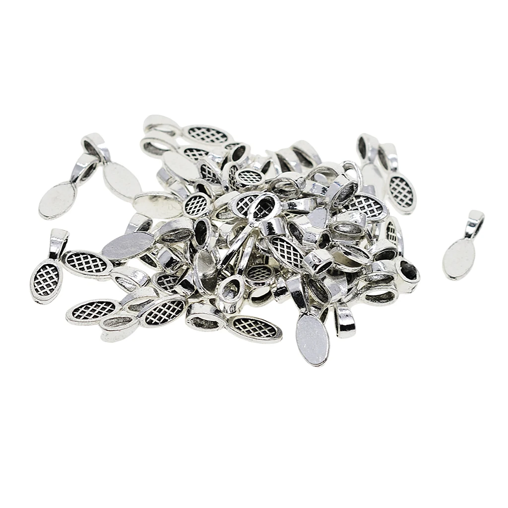 50 шт. тибетское Серебро Цвет Овальный Клей на 27 мм подвеска-Бейл Кабошон DIY