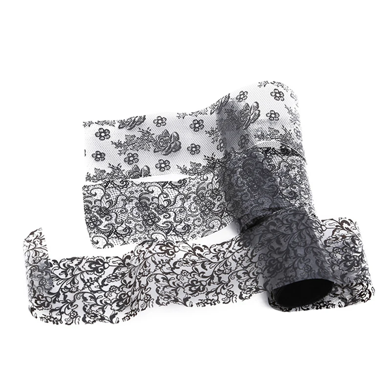Черная кружевная фольга для нейл-арта сексуальные обертывания клей клея слайдер