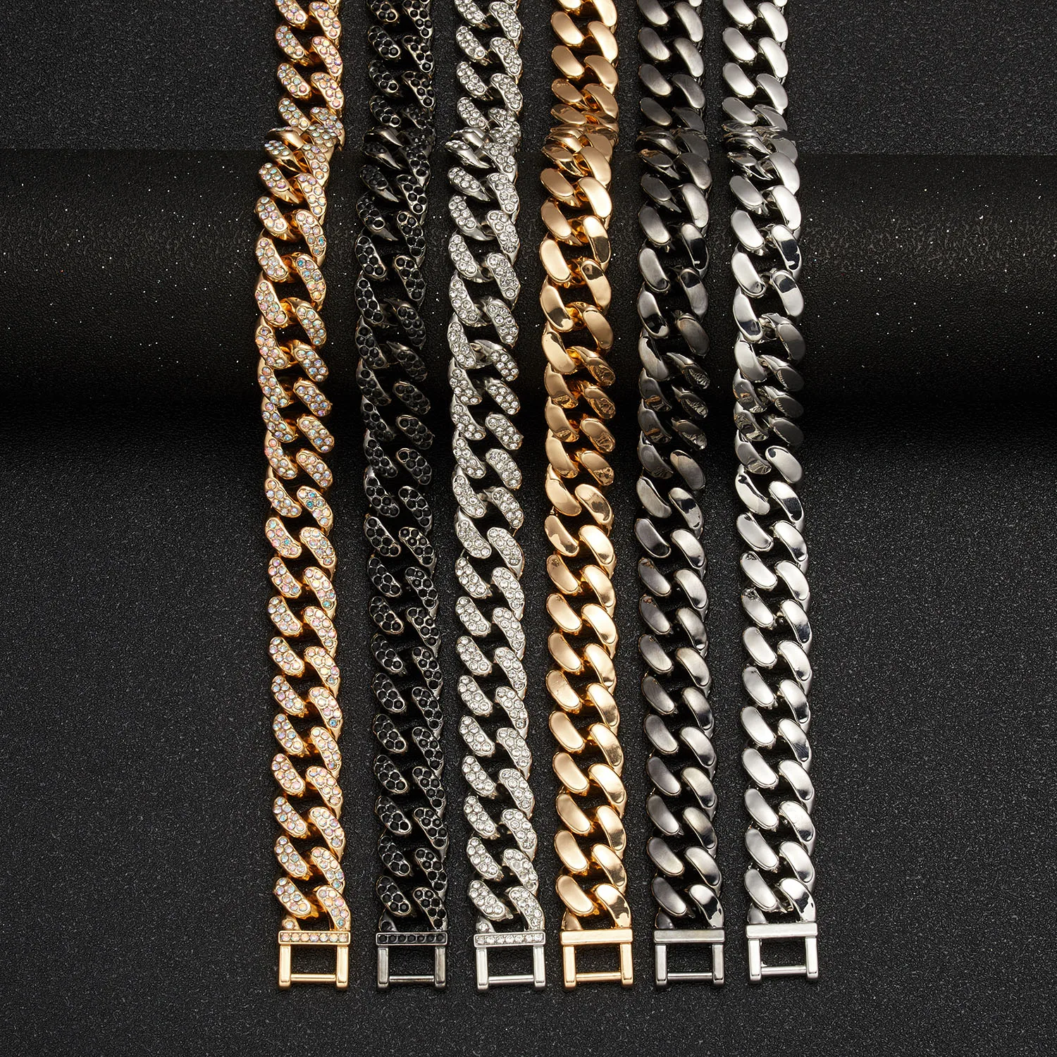 

Classic Fashion Cuba Chain Bracelet Necklace Men 13mm Width Chain Necklaces For Men Choker Jewelry Sets Gift Collar De Hombres